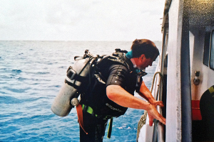 Mark Weaver diving on the Great Barrior Reef, Australia.