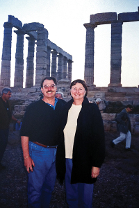 Mark and Judy Weaver at Cape Sounion, Greece.