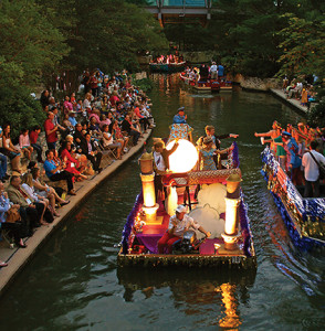 The Texas Cavaliers’ River Parade is a highlight of the Fiesta. 