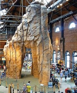 Folks can practice their climbing skills on a 47-foot-tall indoor boulder.