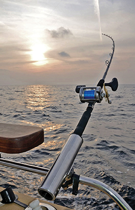 16935135 - single fishing-rod on a boat